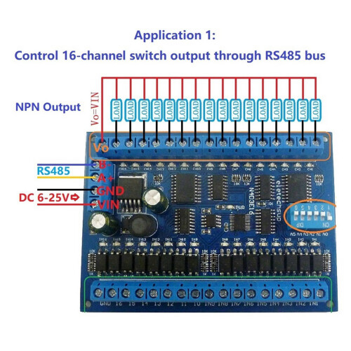 3X  12V 24V 16 Input 16 Output RS485 Remote Control  PLC IO Expansion Board Modbus RTU Module, Only Board 1