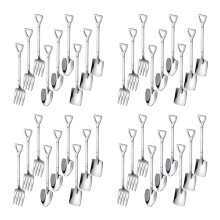 36 Pieces Shovel Spoon Fork Shovel Coffee Spoon Shovel Handle Dessert Spoon Ice Cream Spoon Shovel Shape Fork Fruit Fork