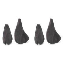 2X Colliers de Changement de Vitesse de Voiture Guêtre de Frein à Main Manuel Couvre-Bottes pour -3 Série E36 E46 E30 E34 M3 Z3 Cuir Suédé Noir