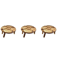 3X Mesa de Picnic Portátil Plegable, Mesa de Picnic Ligera Plegable para Exteriores Pequeña Mesa de Picnic de Vino de Madera, Pequeña