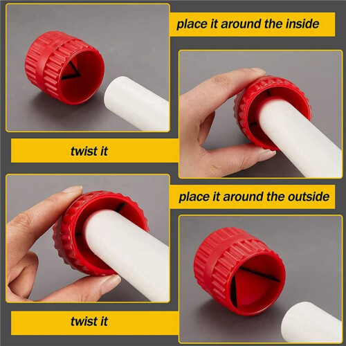 4 Pcs Inner and Outer Reamer Pipes and Pipe Deburring Reamer Pipe Chamfering Tools Suitable for PVC PPR Copper Pipe -A 2