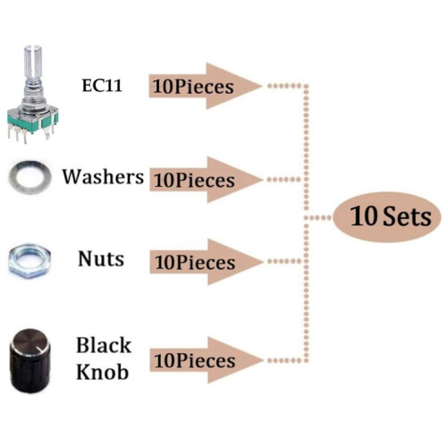 (7 Pin 20MM)20 PCS 360 Degree EC11 Rotary Encoder Code  Digital Potentiometer with Caps 1