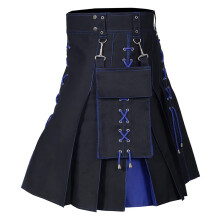 Scottish Kilt Classic Men's Medieval Scotland Pleated Skirts XL S03 Blue