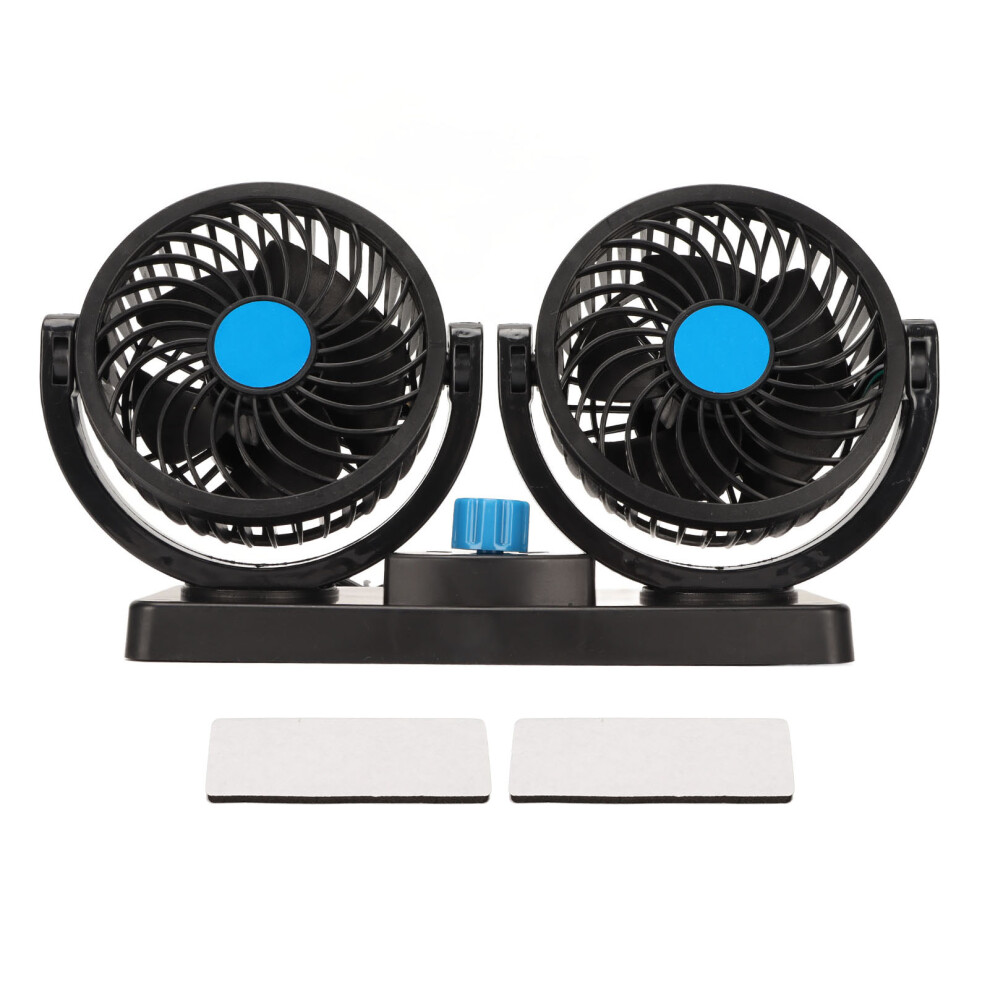 Strong Wind Car Cooling Fan Ultra Quiet Rotatable Dual Head 360 Degree Adjustable Airflow Electric Fan For Vehicle Home Boat Universal Fit 9138057378559