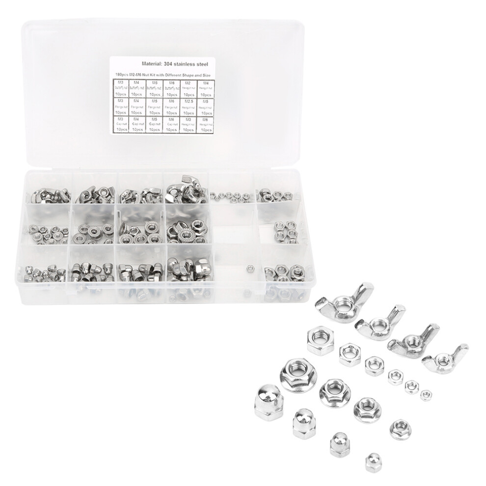180 STÜCKE Edelstahlmuttern Kit Flügelflanschkappe