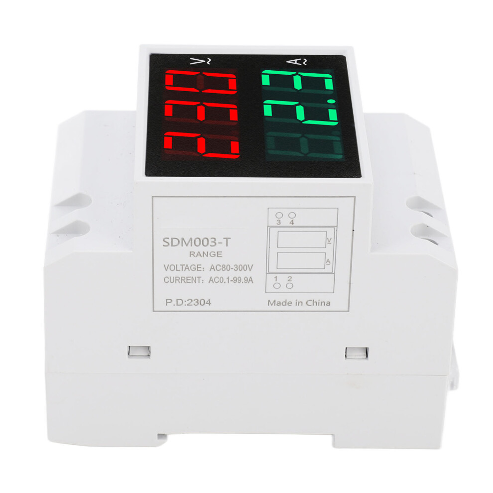 Ac Din Rail Volt/Ammeter 80-300V 0.1-99.9A Dual Led Display 5021376789394
