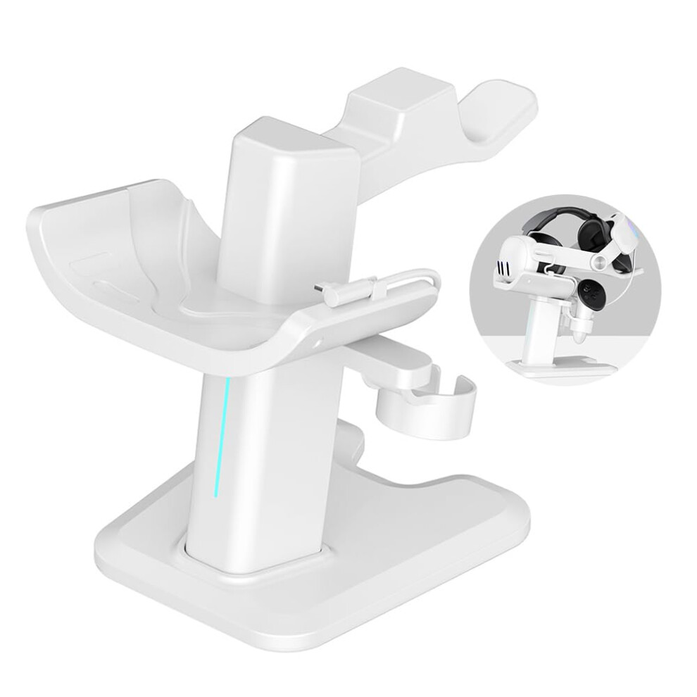 Vr Glasses Rack Holder Meta Quest 3 Compatible Charging Dock With Led Vr Headset Bracket Space Saving Controller Light 9189345317514