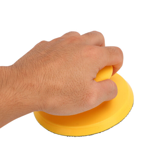 16PCS Yellow Hand Sanding Block Set, Round Hook and Loop Discs