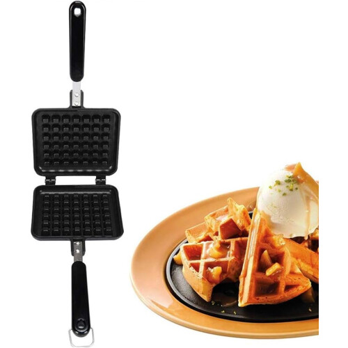Waffle Maker NonStick Biscuit Pan with Ergonomic Long Handle for Quick Stovetop Baking 2