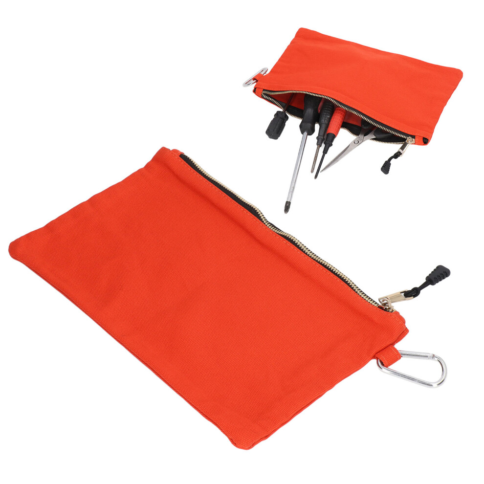 Waterproof Canvas Zipper Tool Bag With Carabiner, Portable Multi-Purpose Orange 6951373083043