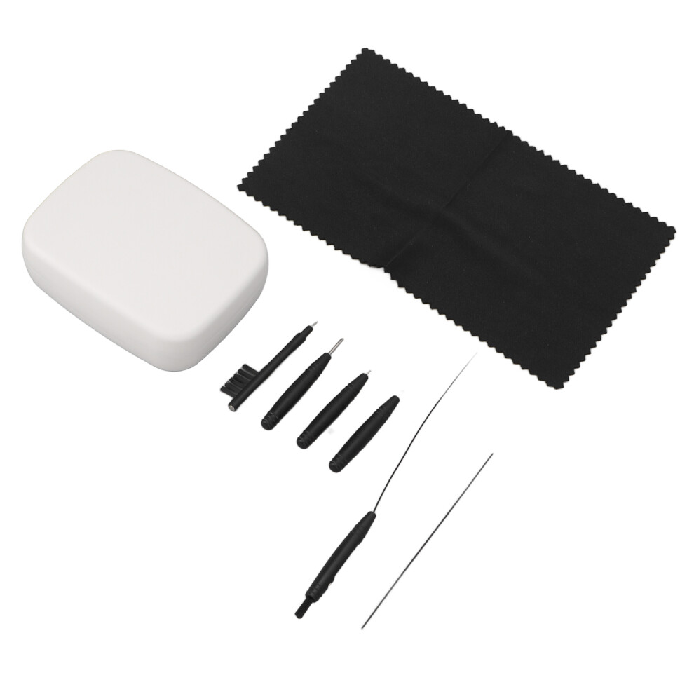 White 8Pcs Hearing Amplifier Cleaning Tools Earwax Removal Brush Set