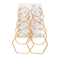 Boucles d'oreilles créoles géométriques hyperboliques, bijoux-or