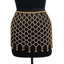 Elegant Hollow Meshes Body Jewelry Skirt for Women-Gold-color