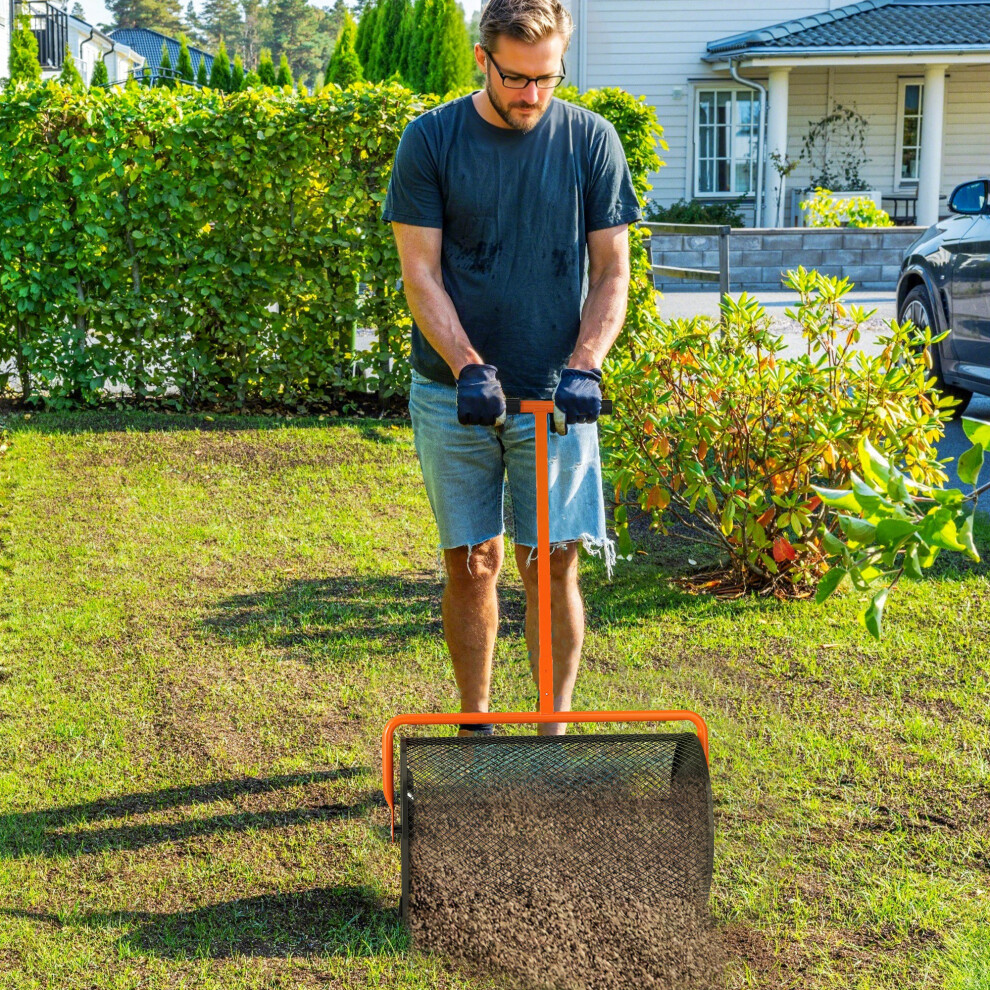 Outsunny Compost Spreader, 24" Garden Spreader W/ Height Adjustable Handle