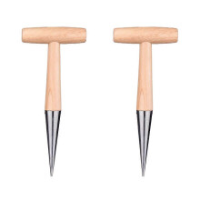 (As show, One size) QQDD 2 PCS Hand Dibber Garden Tools with Wooden Handle, Dibbler Bulb Planter, Wooden Sow Dibbers
