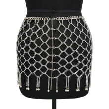 Robuster Body-Kettenrock, Taillenschmuck, glitzernder,-Silber