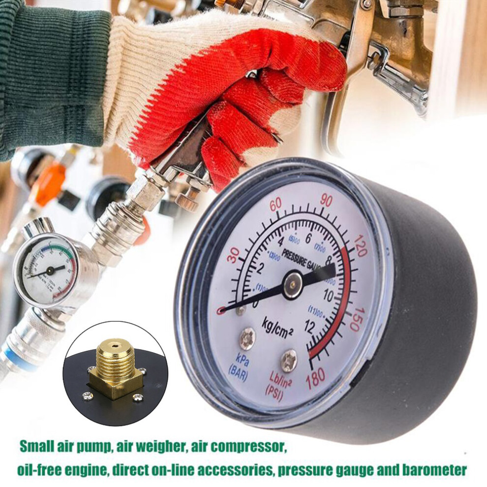 1Pc Air Compressor Pneumatic Hydraulic Fluid Pressure Gauge 0-12Bar / 0-180Psi Dial Hydraulic Pressure Gauge Meter Manometer 6935161550818