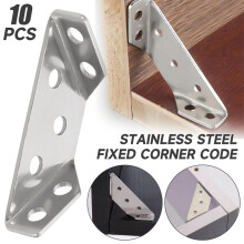 Set of 10 Corner Connectors in Stainless Steel for Furniture Stability and Shelf Support Reliable Angle Brackets