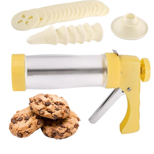 Cookie Press for Baking with 16 Discs and 6 Icing Tips, Durable Stainless Steel Spritz Set