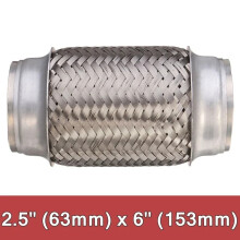 1pcs Stainless Steel Flexible Car Exhaust Pipe Double Braided Flex Connector Piping Weld Flexible Joint TubeFor Muffler 63x153mm