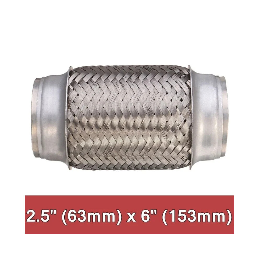 1Pcs Stainless Steel Flexible Car Exhaust Pipe Double Braided Flex Connector Piping Weld Flexible Joint Tubefor Muffler 63X153mm 6935161536102