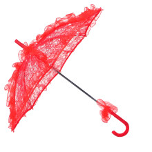 Red Lace Foldable Wedding Bride Umbrella with Parasol 56.5cm