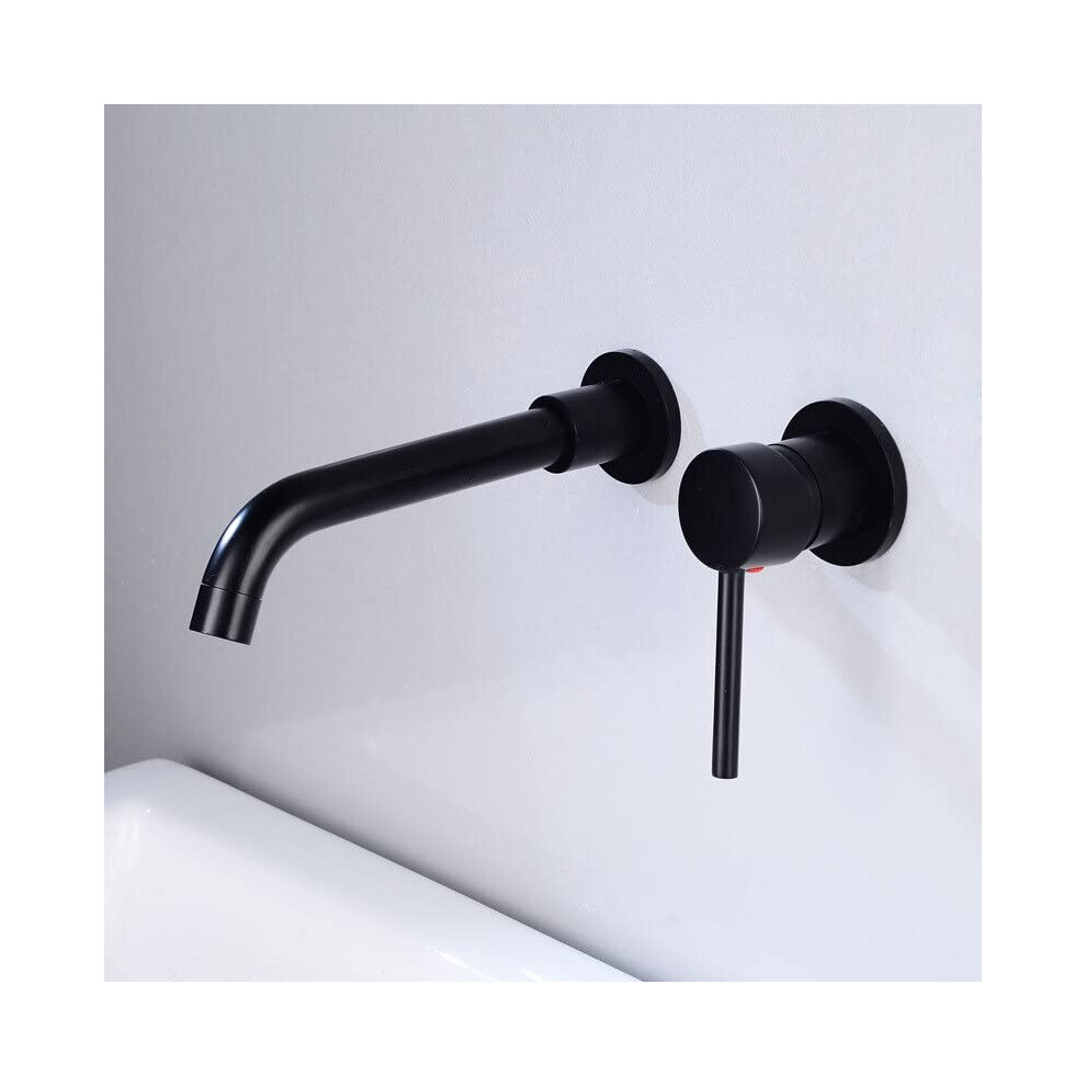 Basin Mixer Faucet Wall Mounted Nero Black Brass Singlehandle Hot And Cold Bathroom Tap 9347817135152