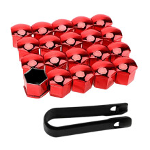 17mm Red Wheel Nut Covers Lug Nut Caps with Removal Tool Dust Shield FadeResistant Finish