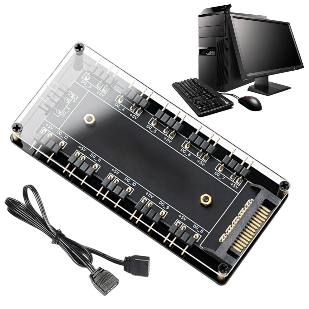 10Port Pc Fan Hub Argb Controller With Multidevice Lighting Sync And Motherboard Adapter 9347817135701