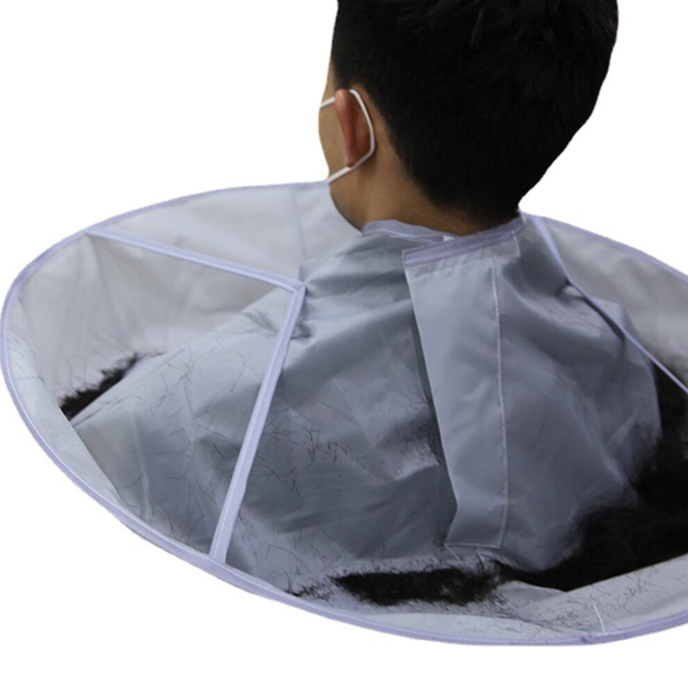 Hair Cutting Cape Umbrella Type Barber Cape For Kids And Adults Grey Waterproof Nylon 60cm Diameter Hook And Adjustable