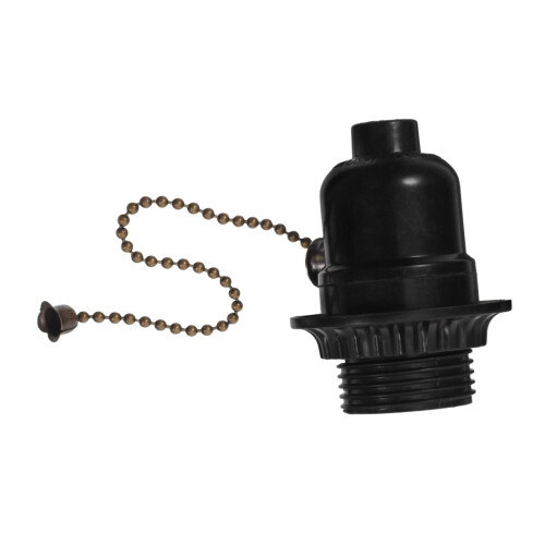 Vintage lamp socket with pull switch and chain, and floor lamp screw base for lighting. Reliable insulation. Stylish design.