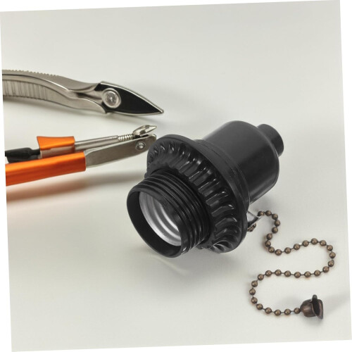 Vintage lamp socket with pull switch and chain, and floor lamp screw base for lighting. Reliable insulation. Stylish design. 2