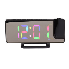 Großer Digitalwecker mit RGB-LED-Spiegelprojektion & Wecker in Schwarz