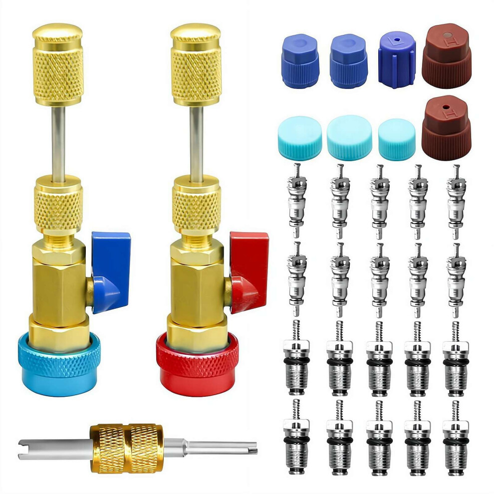 31Pcs R134a Valve Core Quick Remover Installer Tool Set For A/C Refrigerant System Valve Core Removal Tools 9189345318665