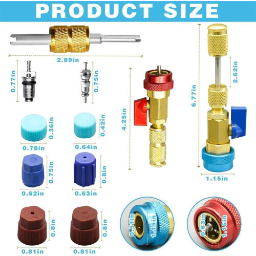 31Pcs R134A Valve Core Quick Remover Installer Tool Set For A/C Refrigerant System Valve Core Removal Tools 1