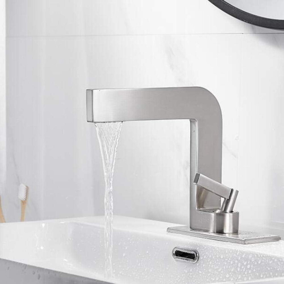 Basin Mixer Tap Brass Waterfall Hot And Cold Single Hole Undercounter Faucet Black Nero Brushed Finish Model A 9189345318696