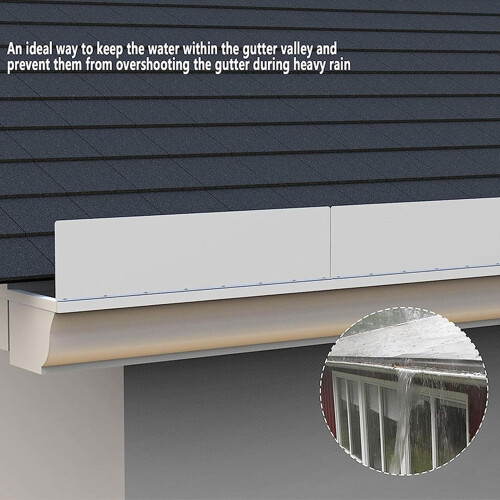 Gutter Splash Guards Set, Rustproof Aluminium Corner Fit Rain Gutter Protector, Prevent Overflow 1