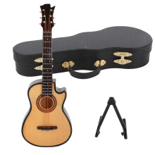 Mini Holzgitarren-Modell Replika mit Ständer in zwei Größen, Sammelornament