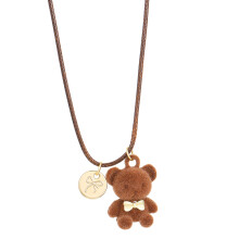 Adorable Furry Lovely Bear Charm Necklace in Vibranting Color