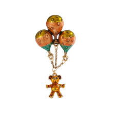 Vintage Balloon Bear Brooches Enamel Animal Badge Jewelry For