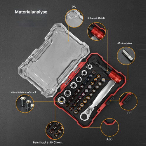 38Piece Magnetic Ratchet Screwdriver Set with Versatile Bits for Electronics and Household 2