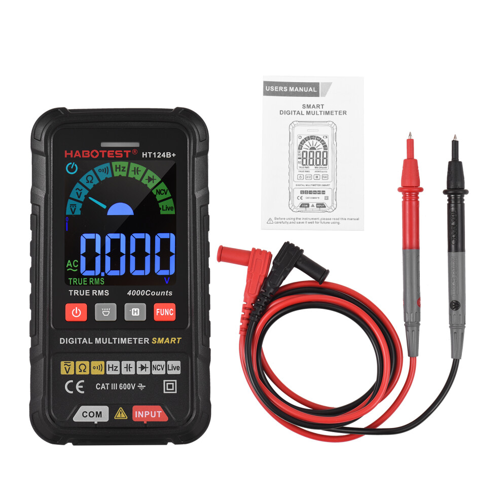 Ht124b+ Digital Multimeter 4000 Counts True Rms 2.5" Lcd 600V 8081373104986