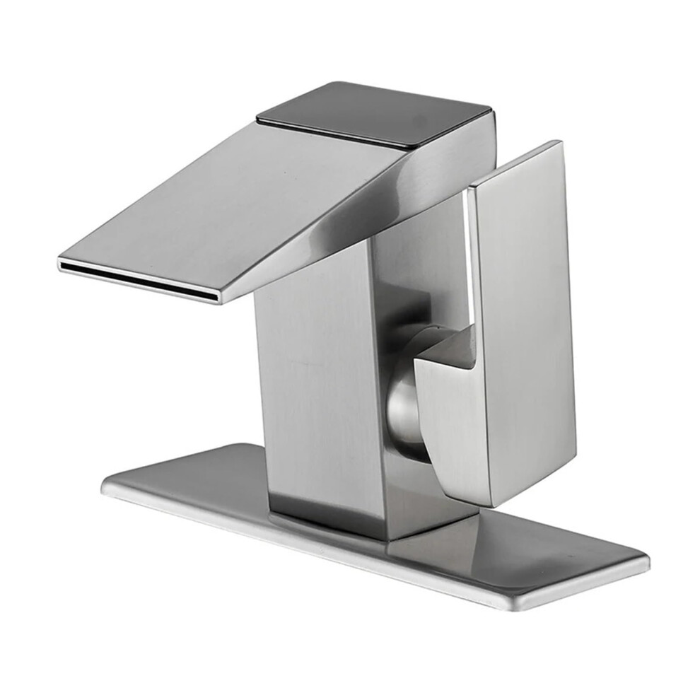 Waterfall Digital Display Hot And Cold Led Bathroom Faucet Matte Black Countertop Mixer Crane Nickel A 9382693805522