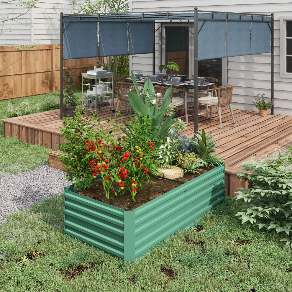 Outsunny (180 X 90 X 59 Cm, Light Green) Galvanised Raised Bed For Garden