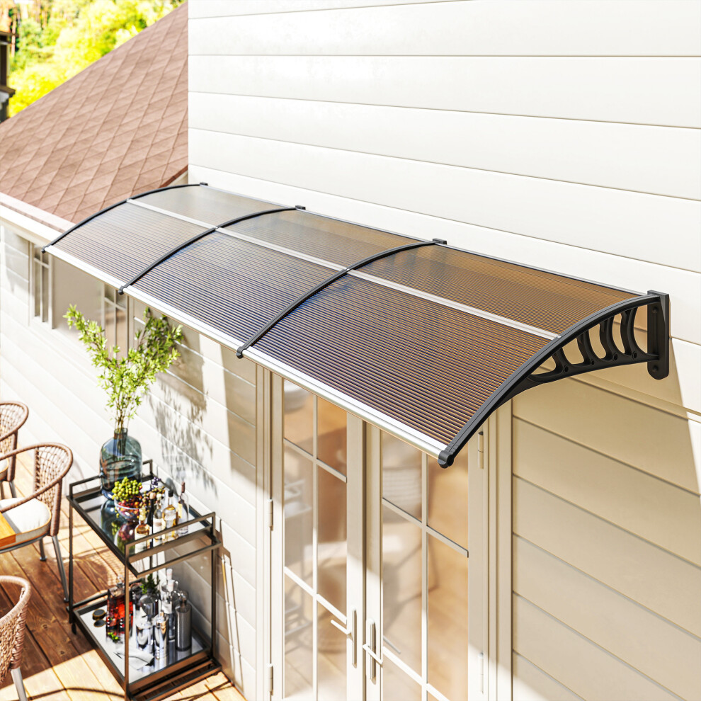 Outsunny Door Canopy Outdoor Awning Rain Shelter For Window Porch, Brown