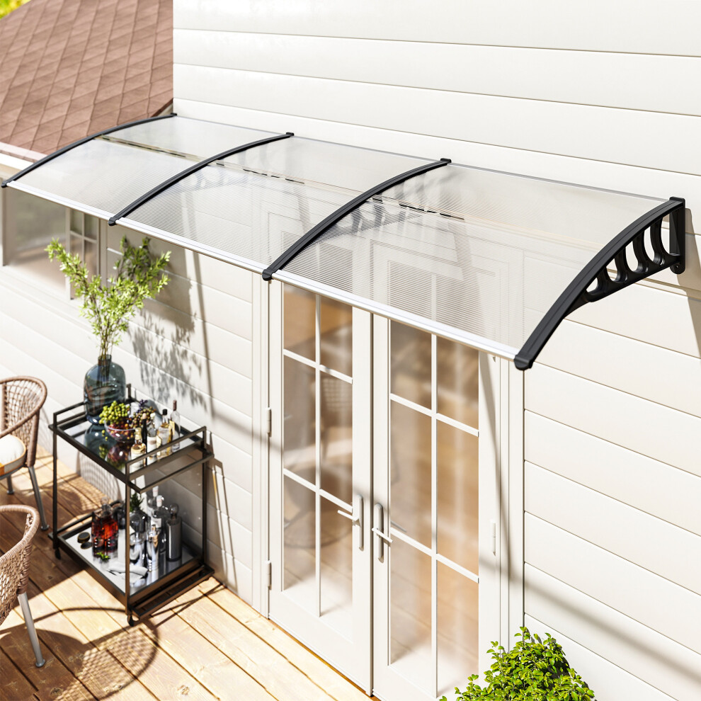Outsunny Door Canopy Outdoor Awning Rain Shelter For Window Porch, Clear
