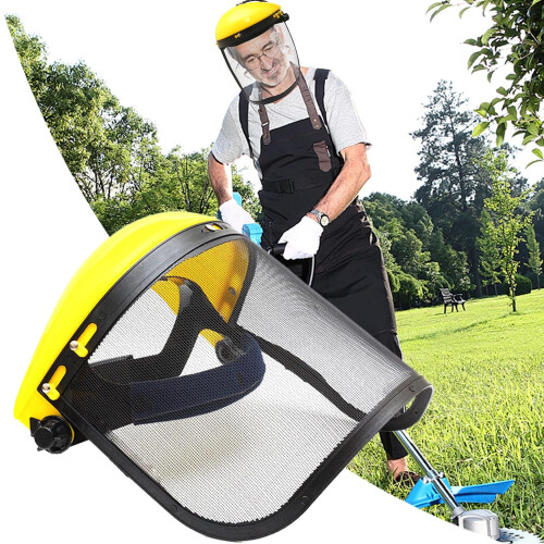 Protective Face Shield Adjustable Headgear With Wire Visor Hard Hat Adapter Compatible For Chainsaw Arborist Yard Work 1