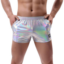 Glanz Metallic Shorts Men Retro Ice Silk Low Rise Underwear Shiny Swim Shorts
