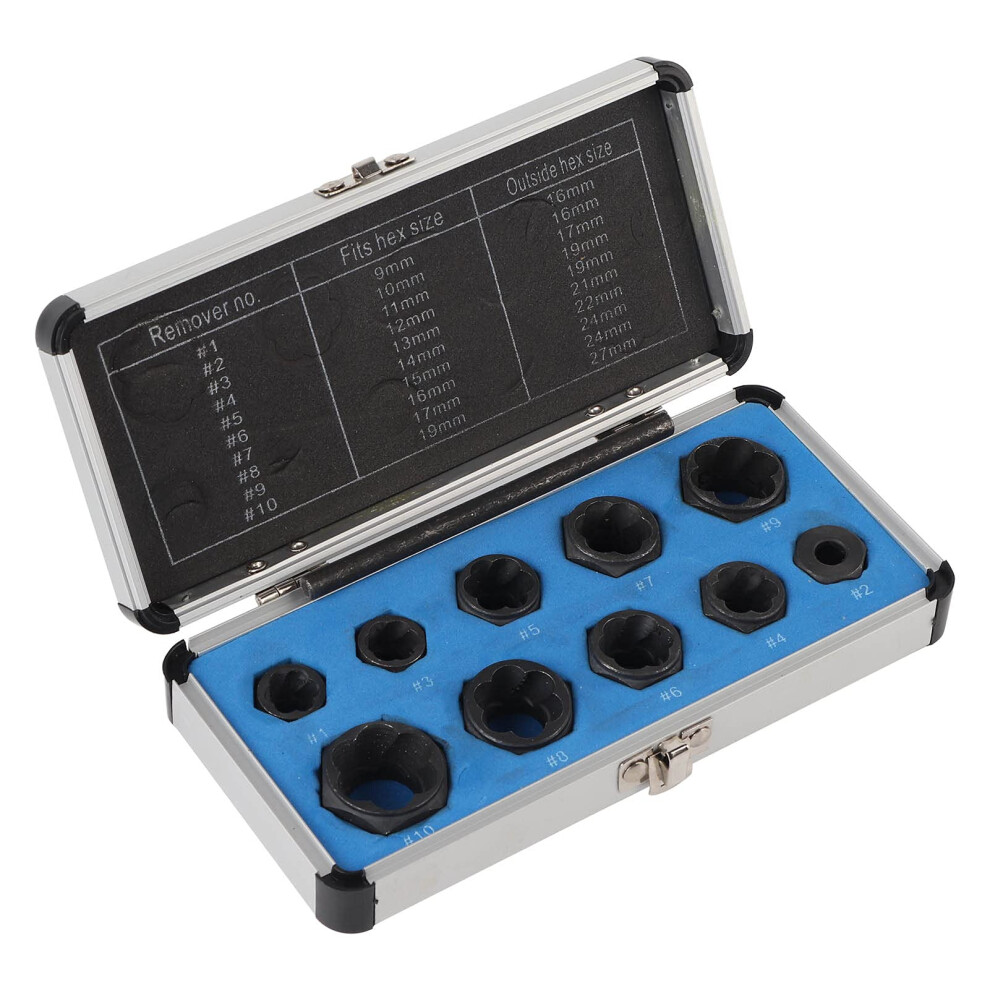 11Pcs Damaged Nut Remover Kit 9-19Mm Nut Extractor Socket Set For Stud Locking And Stripped Bolt Removal 9382693806611