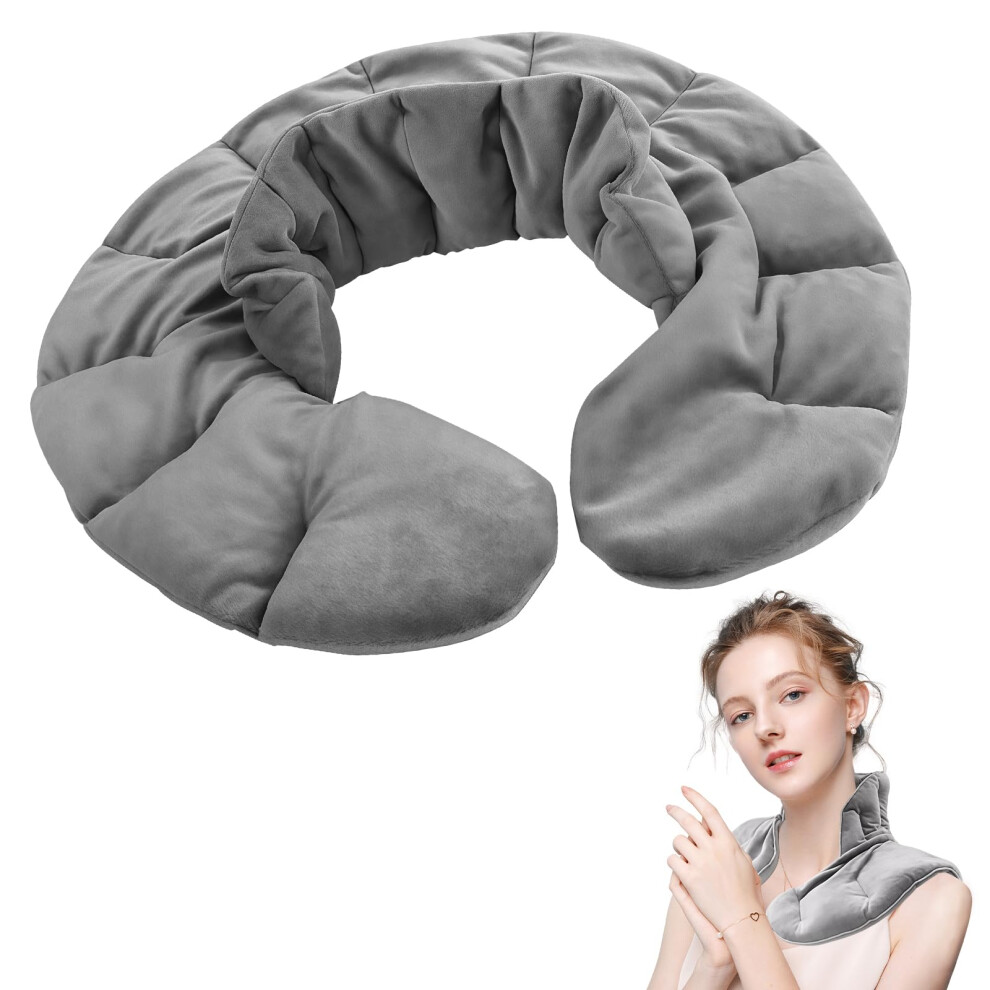 Microwave Heating Pad for Neck and Shoulders with Moist Heat Therapy, Ergonomic  Collar Wheat Bag
